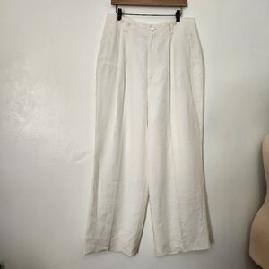 The J. Peterman Co Off White Lined Linen Pants 16 Suspender Buttons Vtg Style